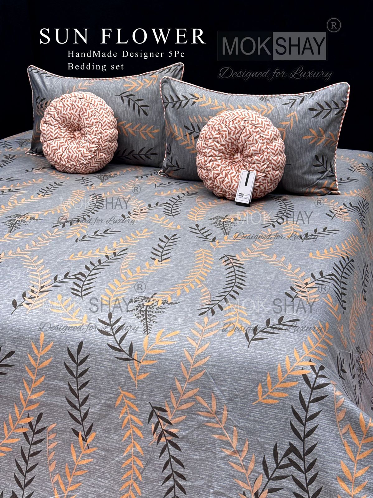 Sunflower Premium Handmade 5-Piece Cushion Bedding Set MOKSHAY®