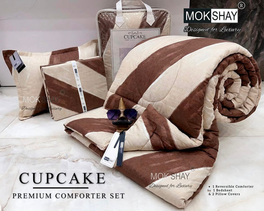 Cupcake 4PC Double Bed Comforter Set MOKSHAY®