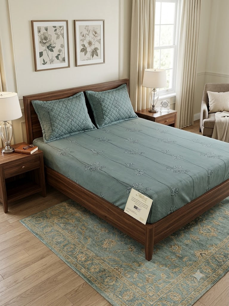 MOKSHAY Status King Quilted Premium King Size Bedsheet Set | 108 × 108 Inches
