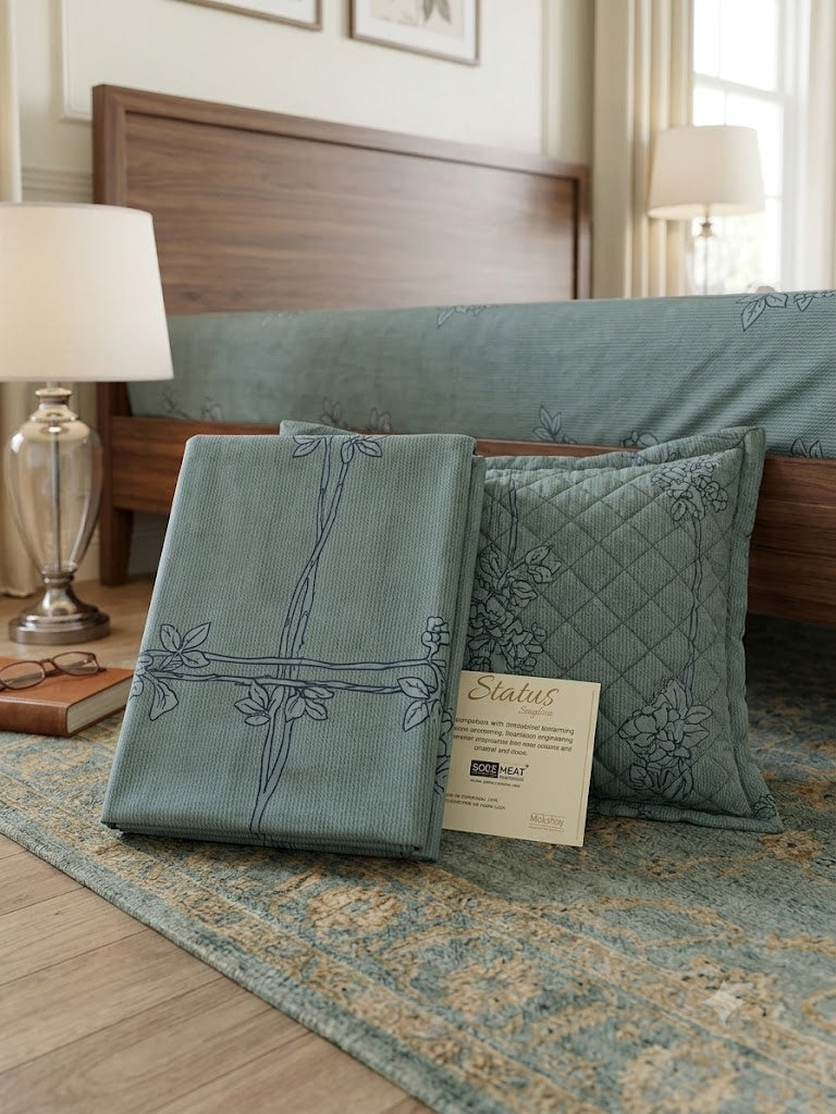 MOKSHAY Status King Quilted Premium King Size Bedsheet Set | 108 × 108 Inches