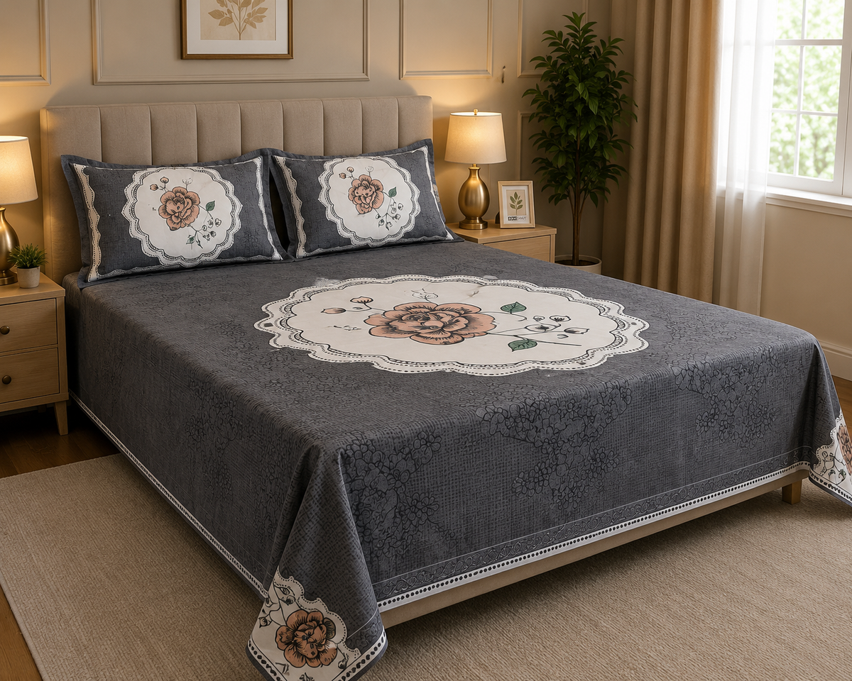 Status King Quilted Premium King Size Bedsheet Set MOKSHAY®