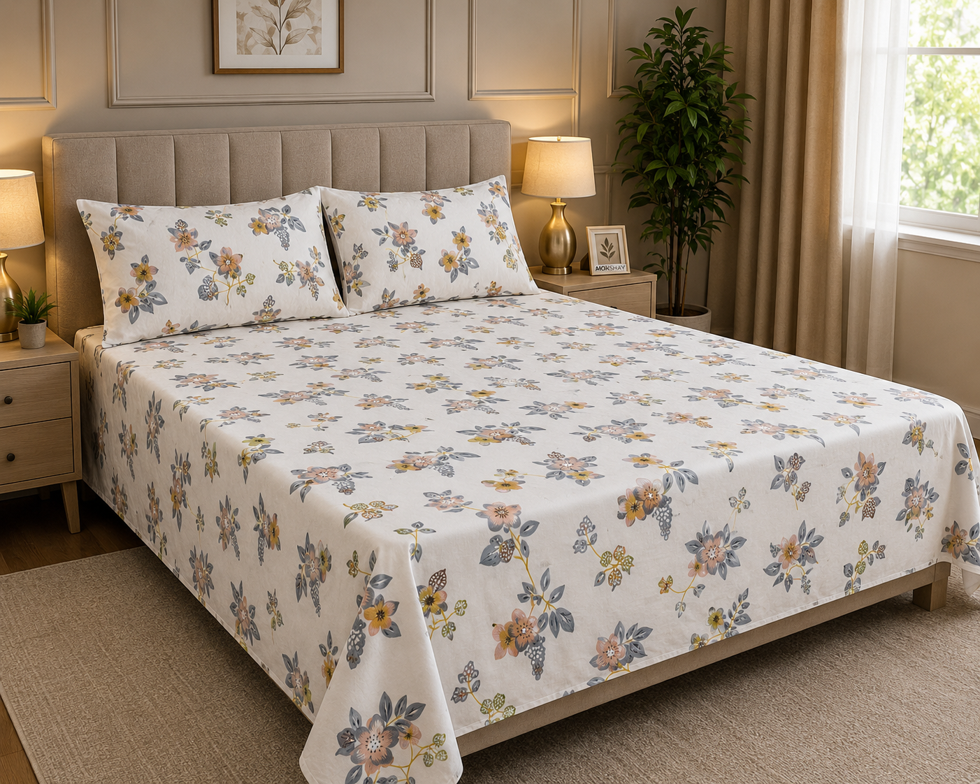 MOKSHAY Status King Quilted Premium King Size Bedsheet Set | 108 × 108 Inches