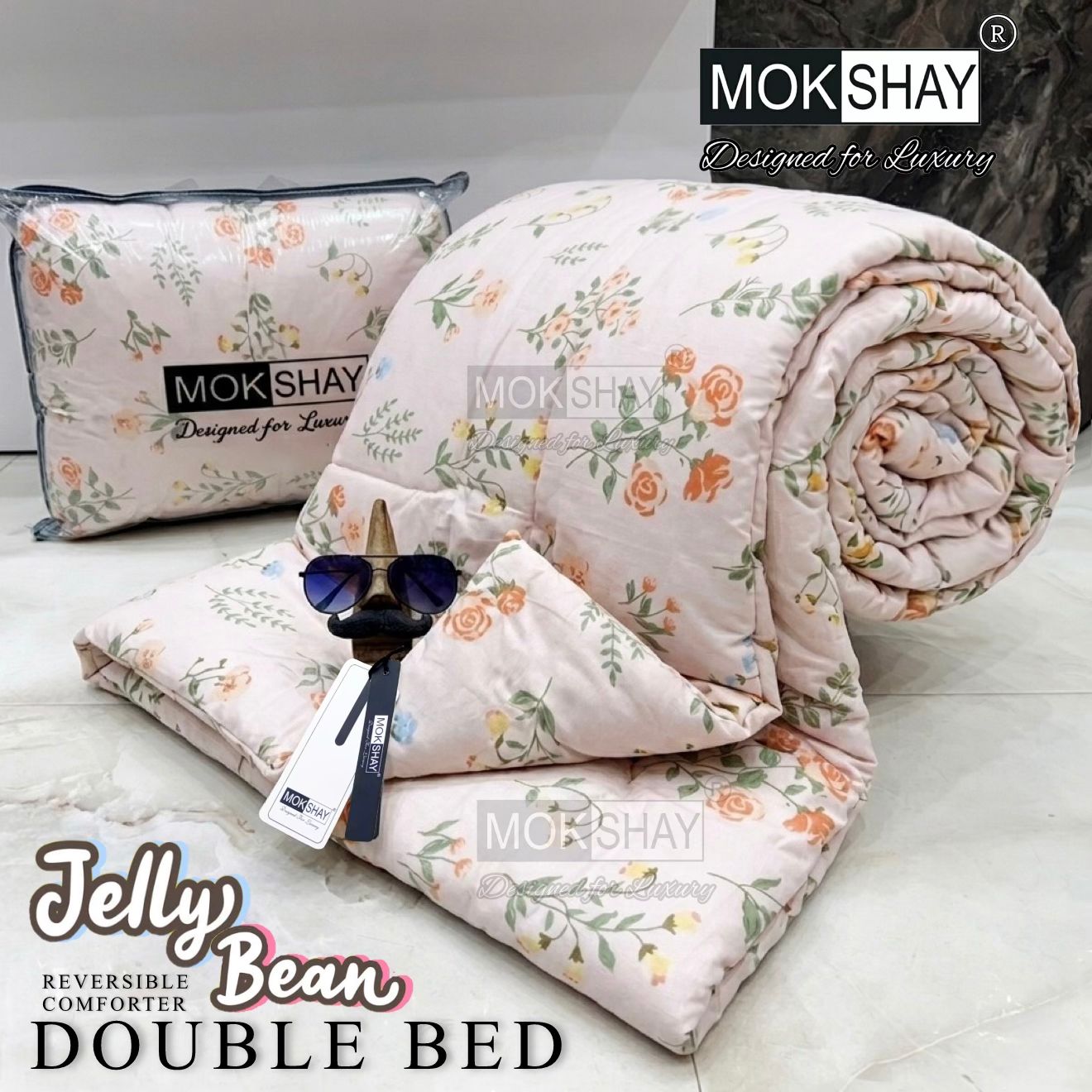 MOKSHAY® Jellybean Double Bed Reversible Comforter