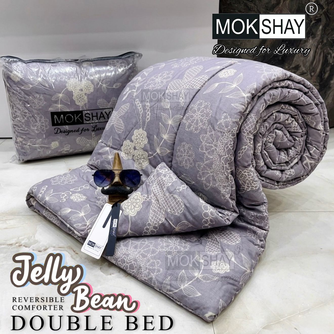 MOKSHAY® Jellybean Double Bed Reversible Comforter