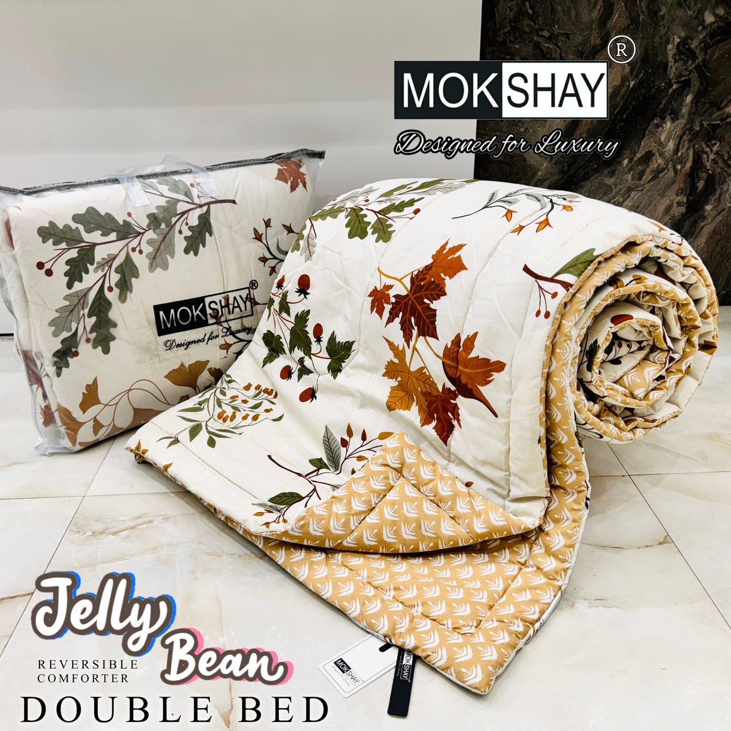 MOKSHAY® Jellybean Double Bed Reversible Comforter