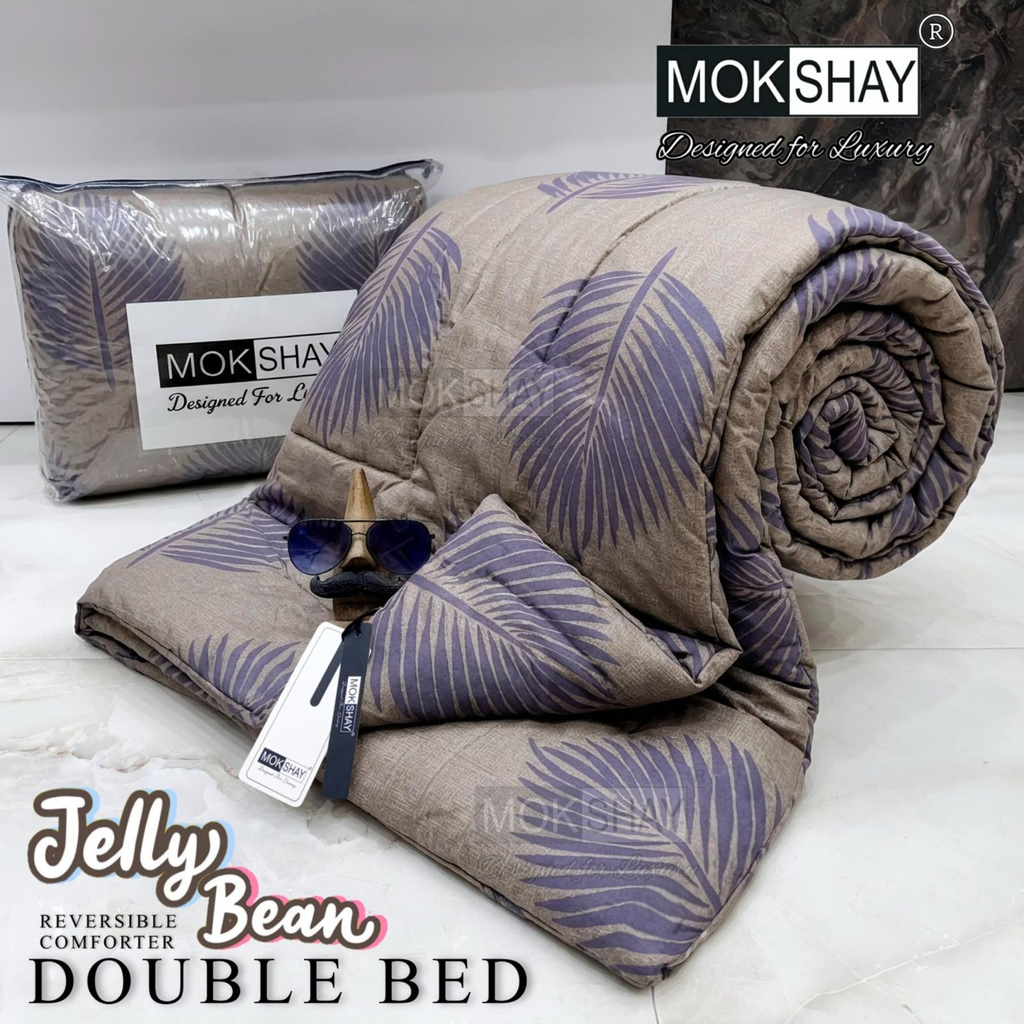 MOKSHAY® Jellybean Double Bed Reversible Comforter