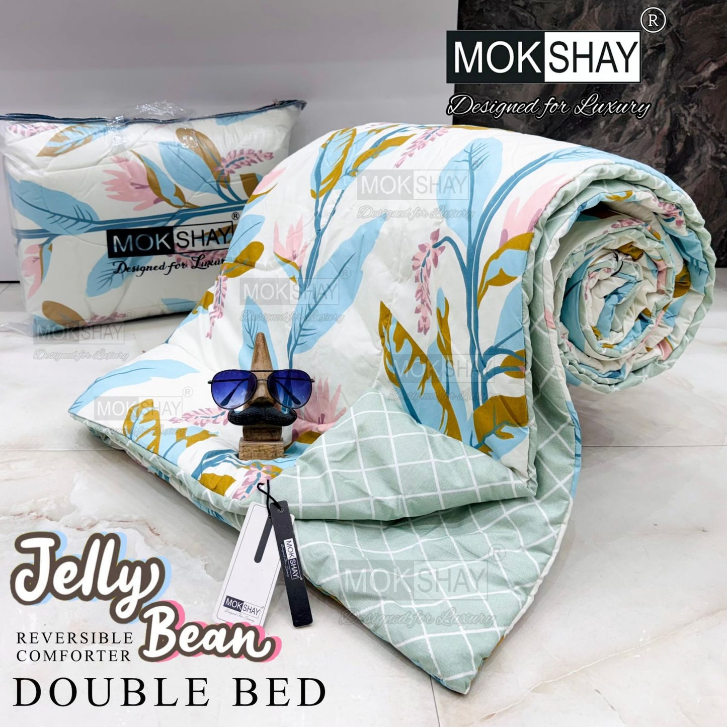 MOKSHAY® Jellybean Double Bed Reversible Comforter