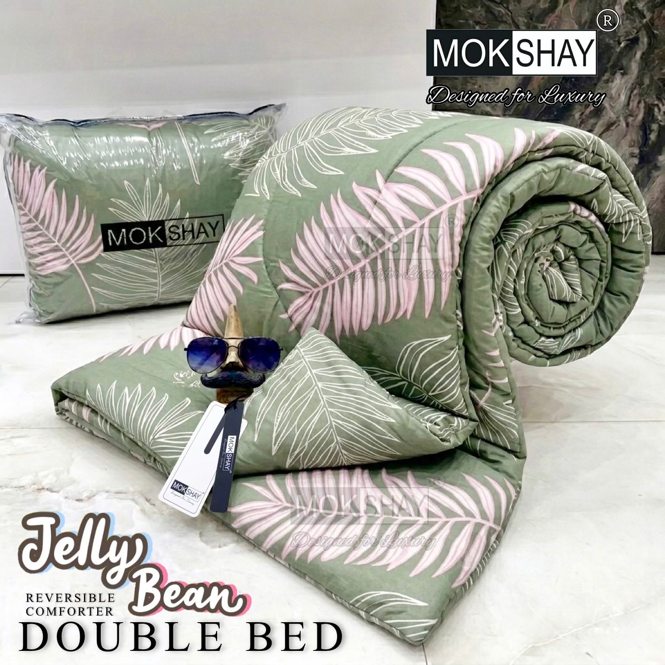 MOKSHAY® Jellybean Double Bed Reversible Comforter