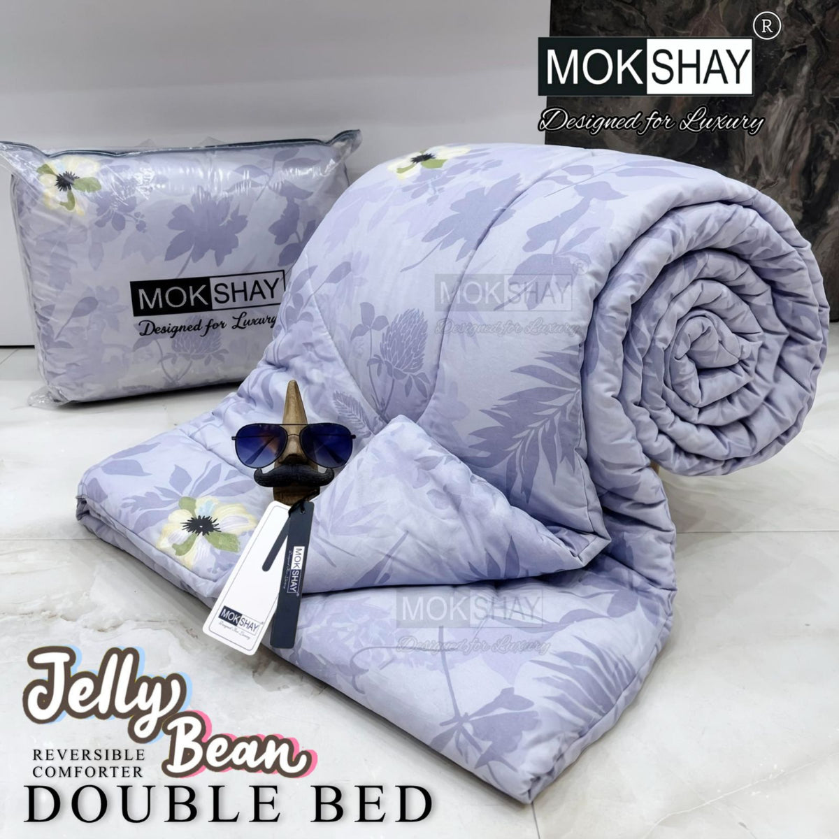 MOKSHAY® Jellybean Double Bed Reversible Comforter