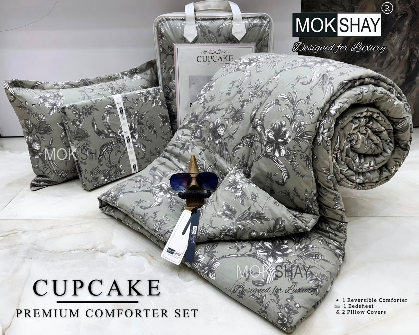 MOKSHAY® Cupcake 4PC Double Bed Comforter Set