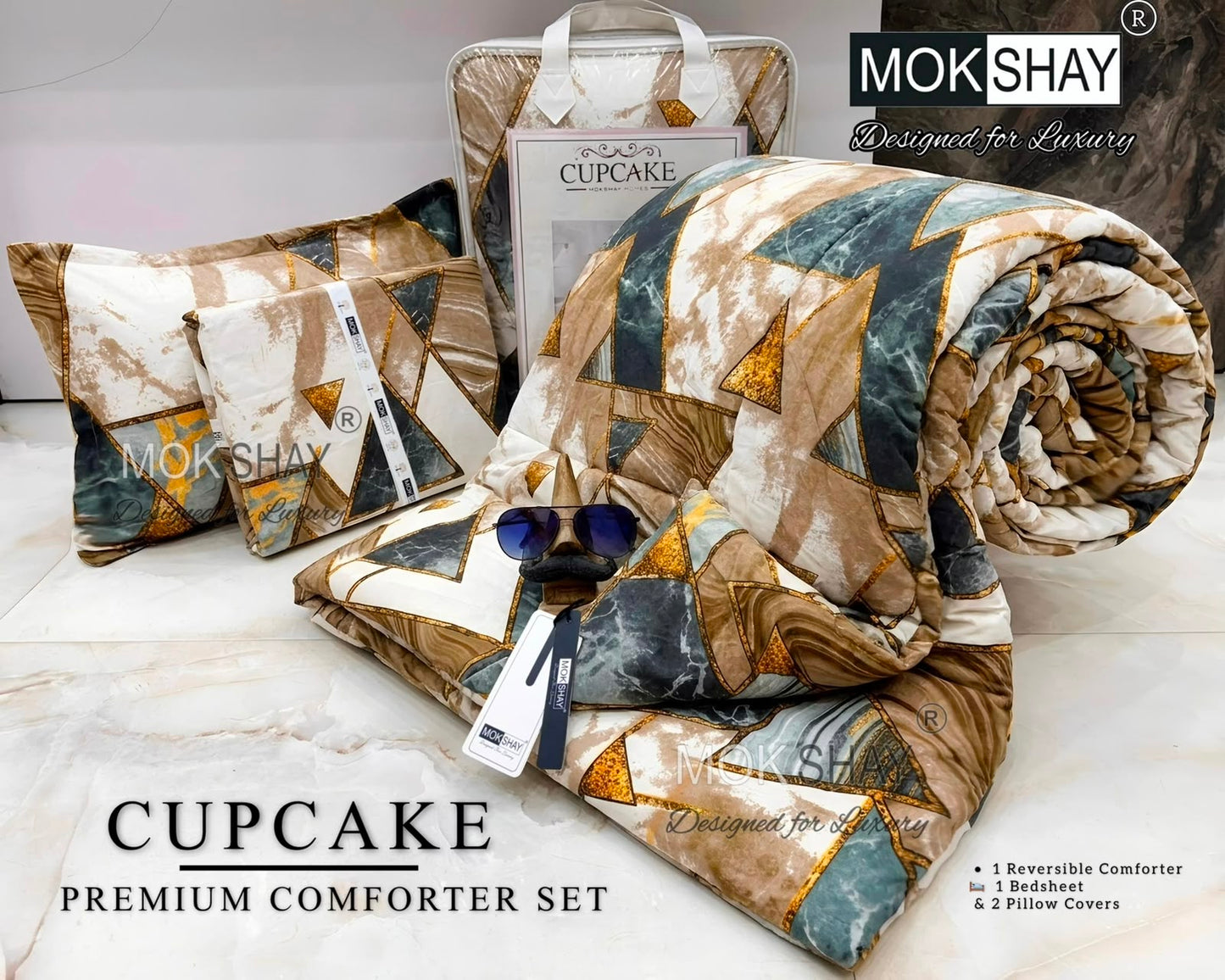 MOKSHAY® Cupcake 4PC Double Bed Comforter Set