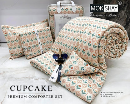 MOKSHAY® Cupcake 4PC Double Bed Comforter Set