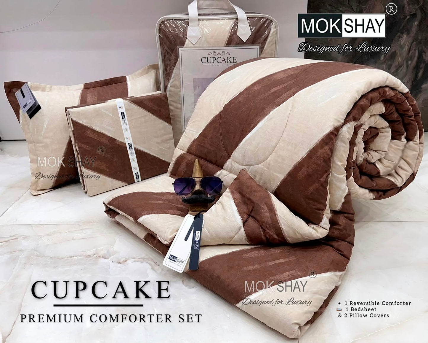MOKSHAY® Cupcake 4PC Double Bed Comforter Set