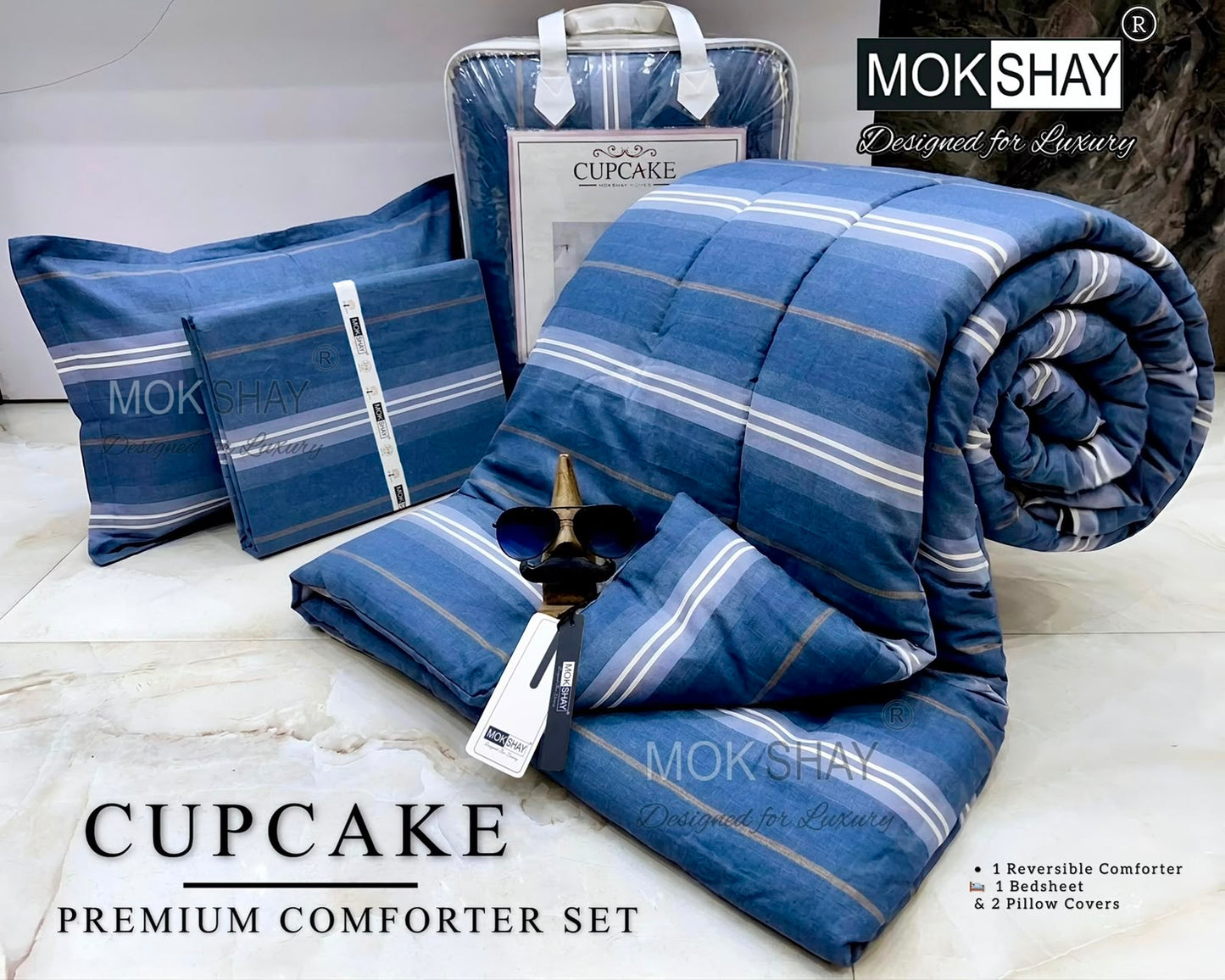 MOKSHAY® Cupcake 4PC Double Bed Comforter Set