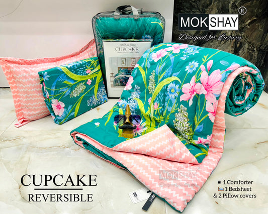 Cupcake 4PC Double Bed Comforter Set MOKSHAY®
