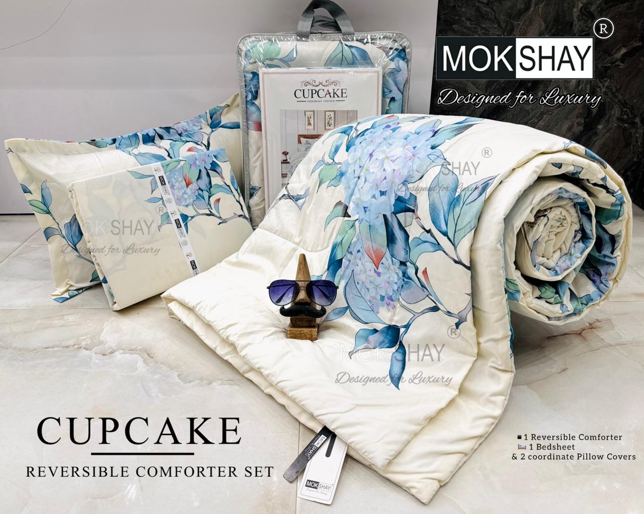 MOKSHAY® Cupcake 4PC Double Bed Comforter Set