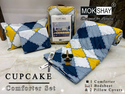 MOKSHAY® Cupcake 4PC Double Bed Comforter Set