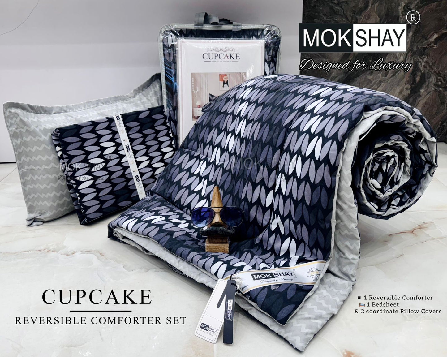 MOKSHAY® Cupcake 4PC Double Bed Comforter Set