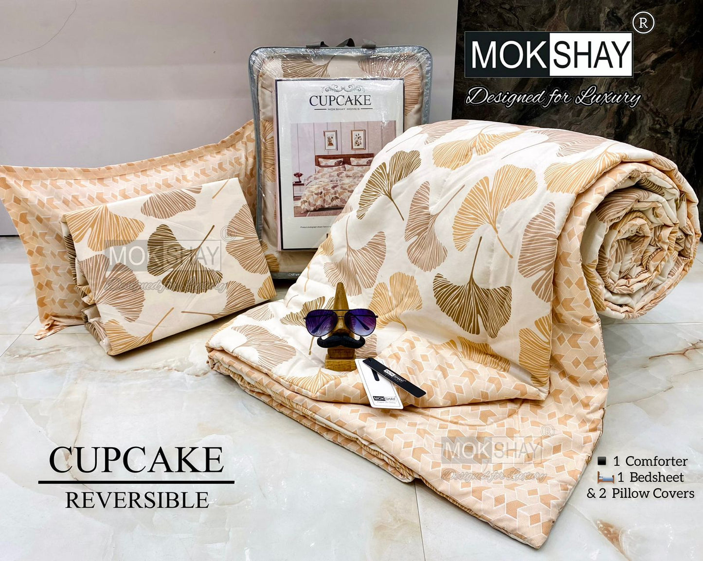MOKSHAY® Cupcake 4PC Double Bed Comforter Set