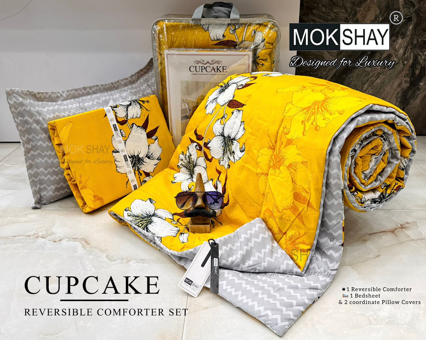 MOKSHAY® Cupcake 4PC Double Bed Comforter Set