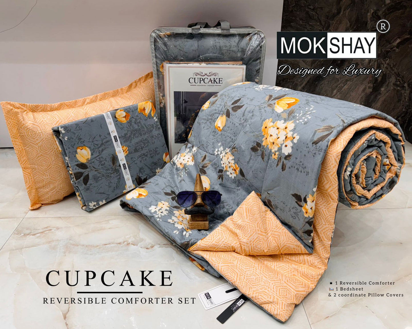 MOKSHAY® Cupcake 4PC Double Bed Comforter Set
