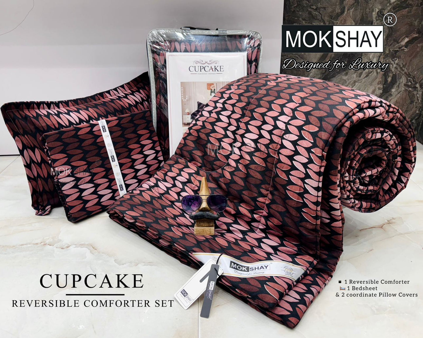 MOKSHAY® Cupcake 4PC Double Bed Comforter Set