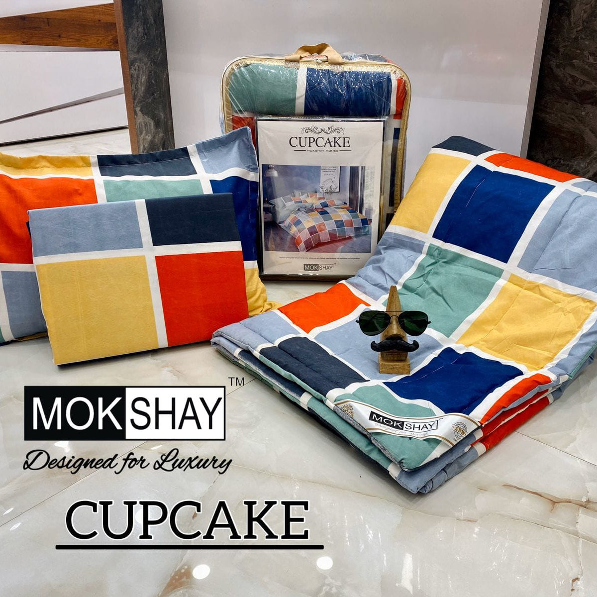MOKSHAY® Cupcake 4PC Double Bed Comforter Set