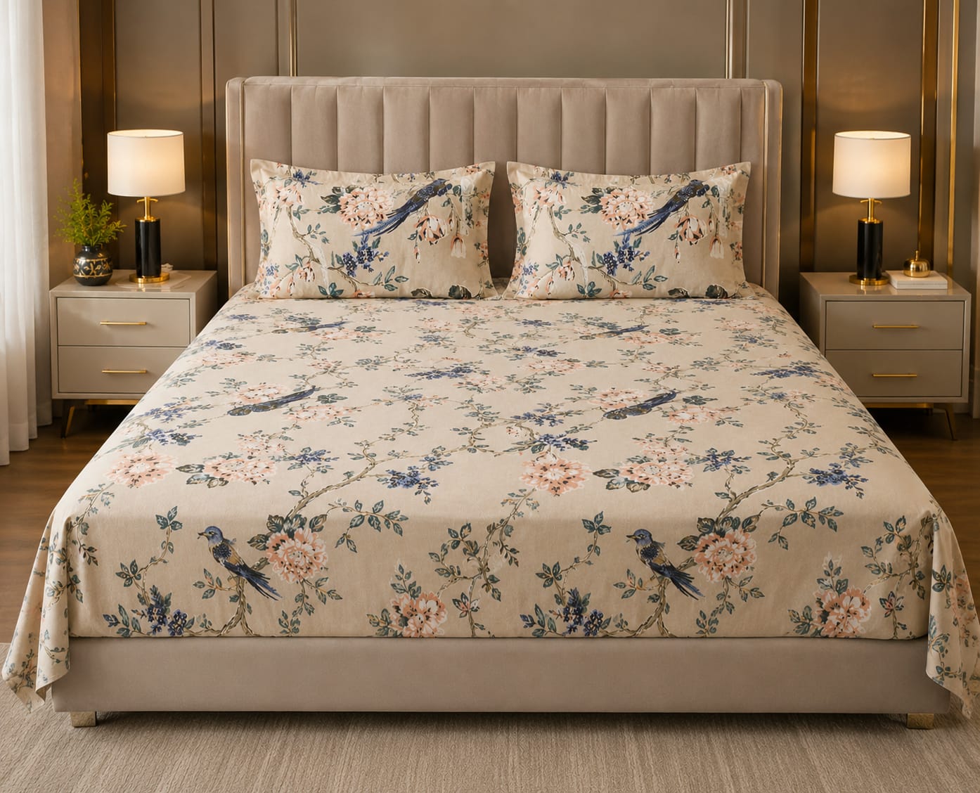 MOKSHAY Anokhi King Size Pure Cotton Bedsheet Set | 100 × 108 Inches