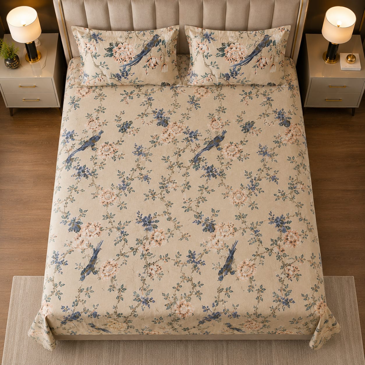 MOKSHAY Anokhi King Size Pure Cotton Bedsheet Set | 100 × 108 Inches