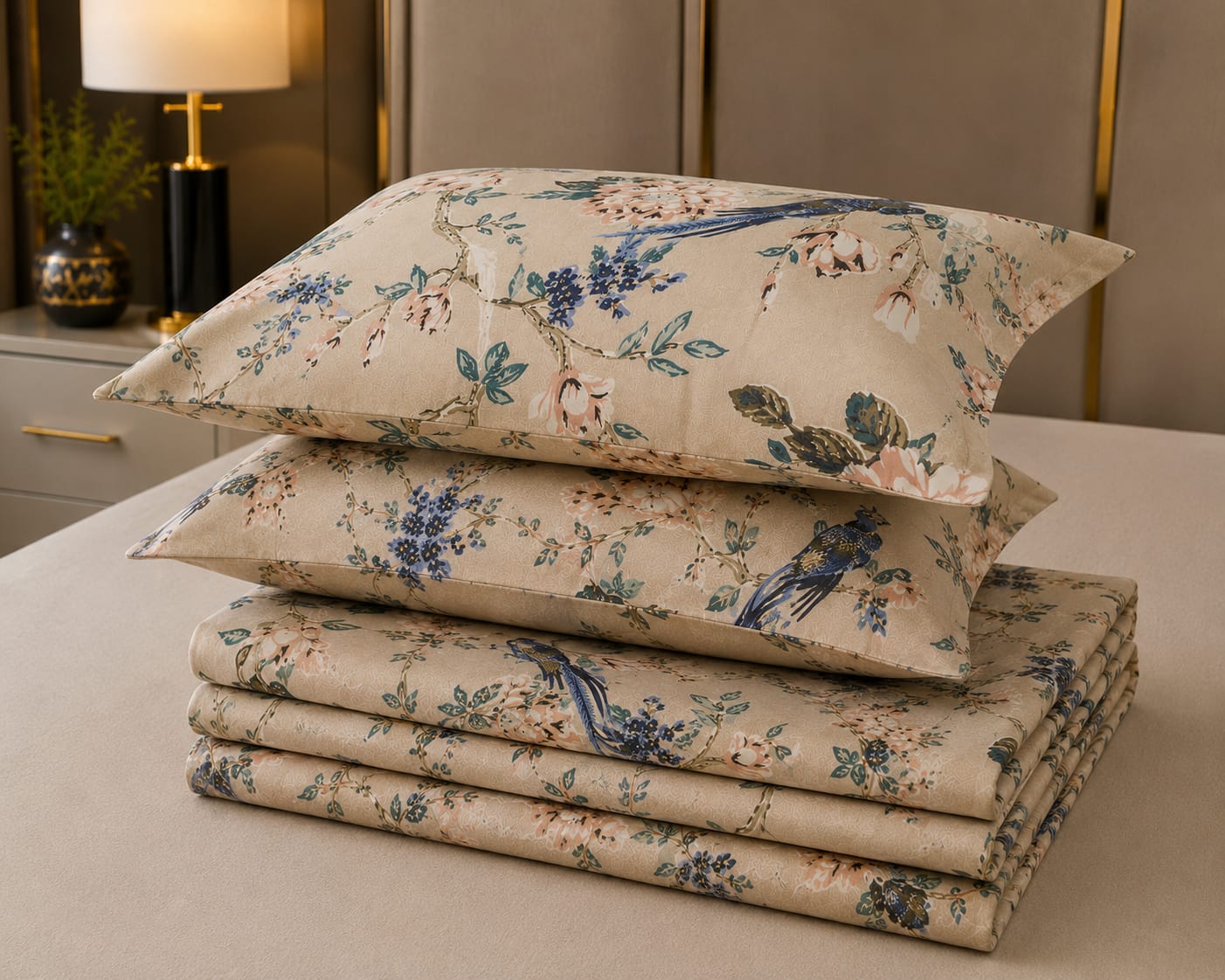 MOKSHAY Anokhi King Size Pure Cotton Bedsheet Set | 100 × 108 Inches