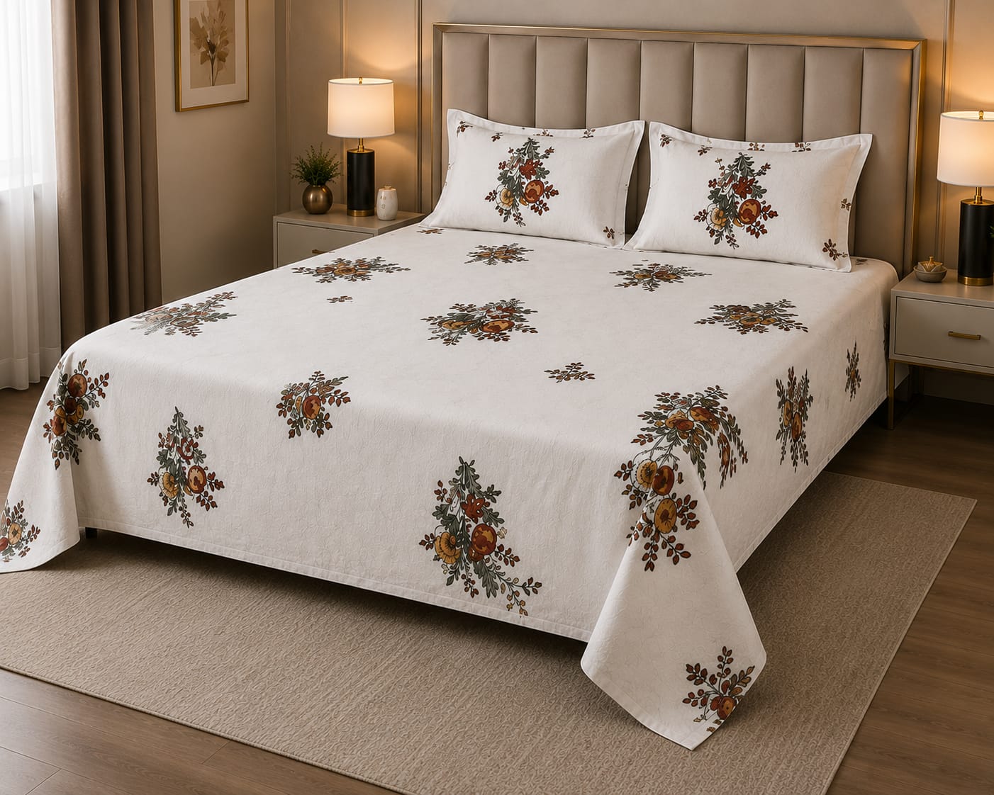 MOKSHAY Anokhi King Size Pure Cotton Bedsheet Set | 100 × 108 Inches
