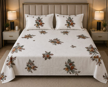 MOKSHAY Anokhi King Size Pure Cotton Bedsheet Set | 100 × 108 Inches