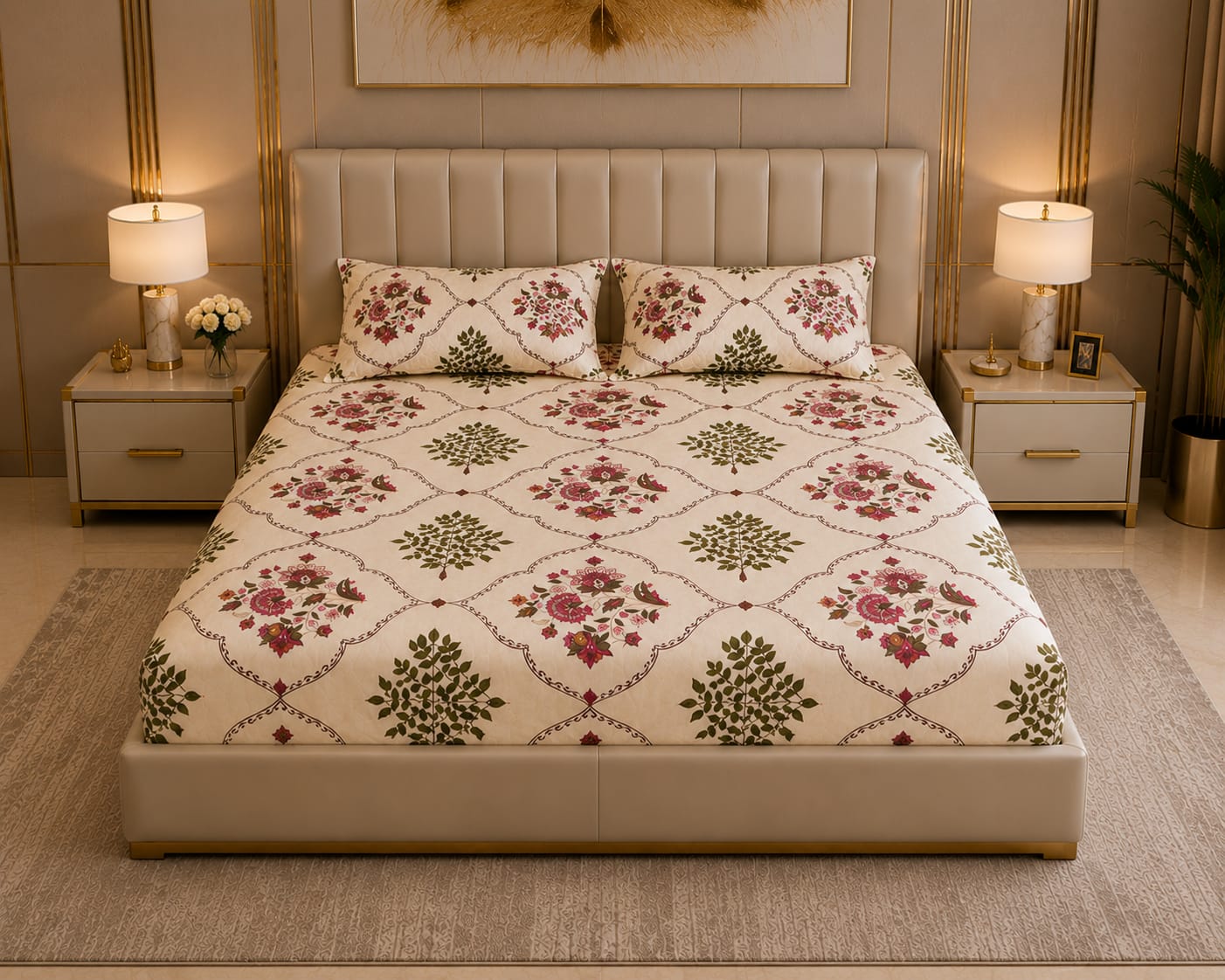 MOKSHAY Anokhi King Size Pure Cotton Bedsheet Set | 100 × 108 Inches