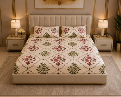 MOKSHAY Anokhi King Size Pure Cotton Bedsheet Set | 100 × 108 Inches