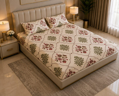 MOKSHAY Anokhi King Size Pure Cotton Bedsheet Set | 100 × 108 Inches