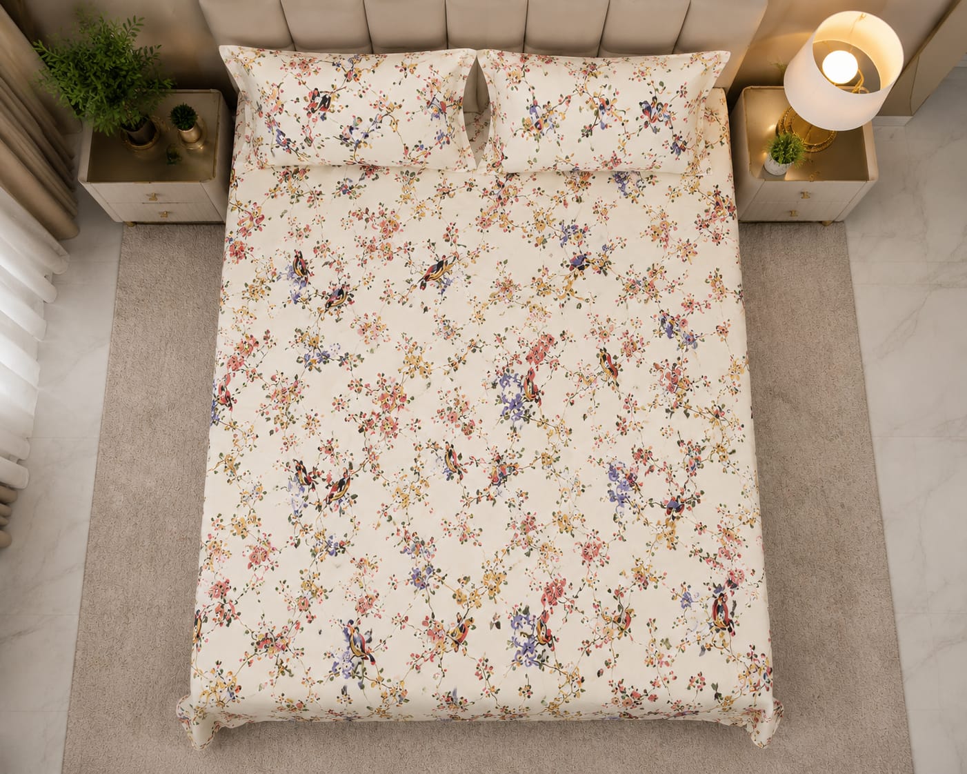 MOKSHAY Anokhi King Size Pure Cotton Bedsheet Set | 100 × 108 Inches