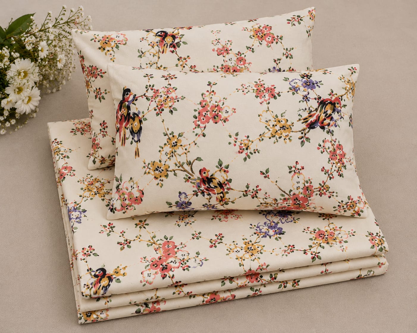 MOKSHAY Anokhi King Size Pure Cotton Bedsheet Set | 100 × 108 Inches