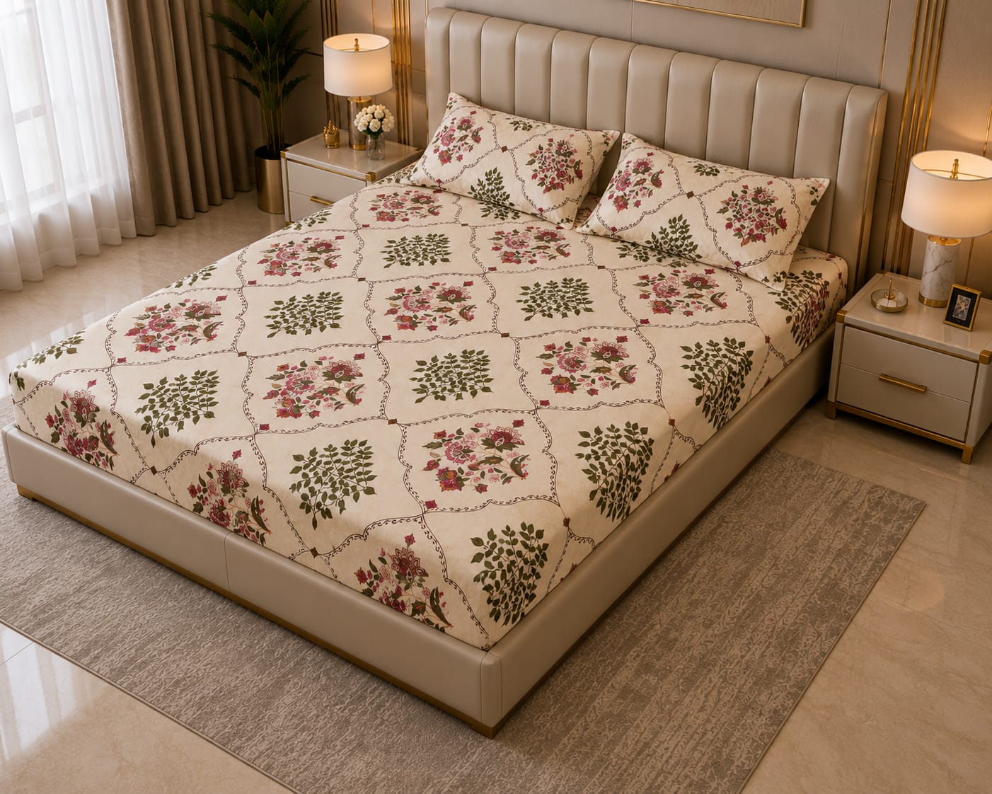MOKSHAY Anokhi King Size Pure Cotton Bedsheet Set | 100 × 108 Inches