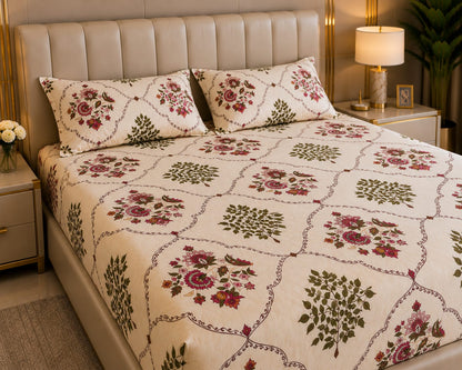 MOKSHAY Anokhi King Size Pure Cotton Bedsheet Set | 100 × 108 Inches