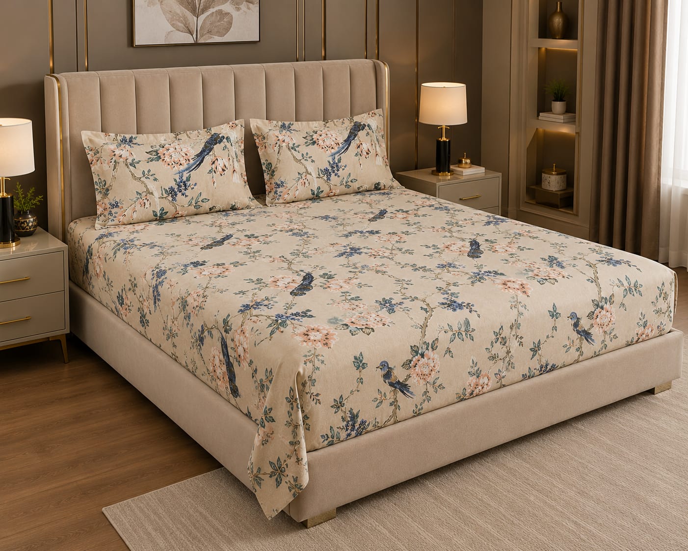 MOKSHAY Anokhi King Size Pure Cotton Bedsheet Set | 100 × 108 Inches
