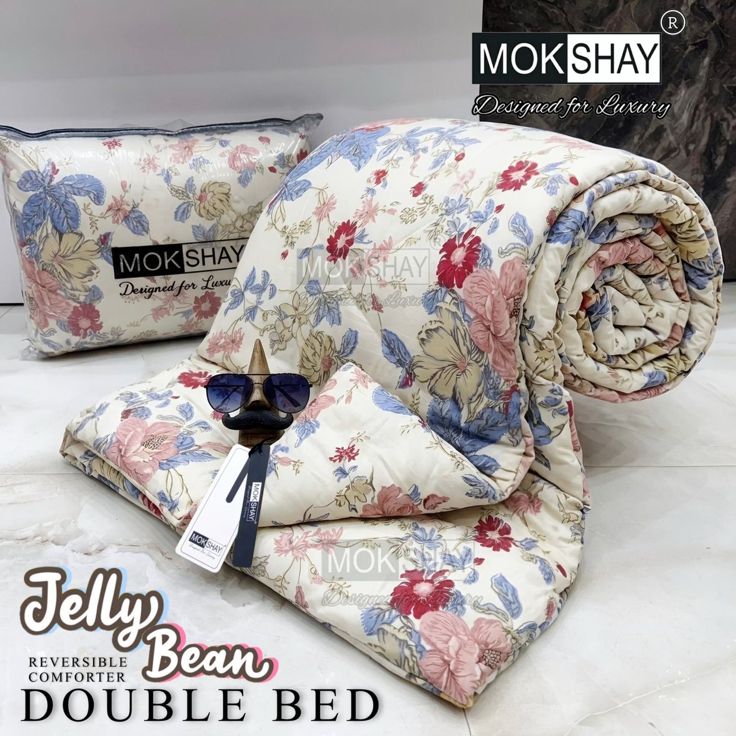MOKSHAY® Jellybean Double Bed Reversible Comforter