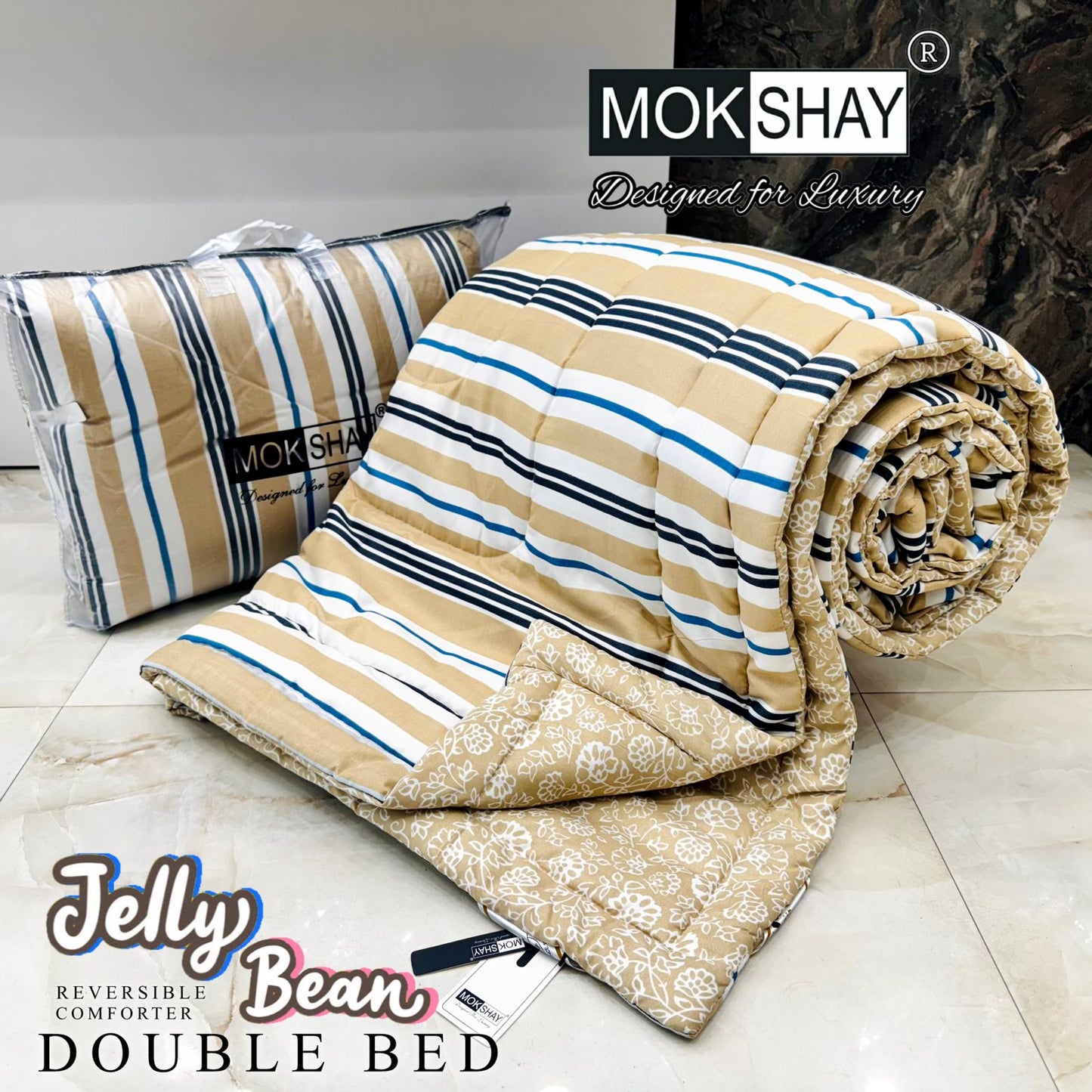 MOKSHAY® Jellybean Double Bed Reversible Comforter
