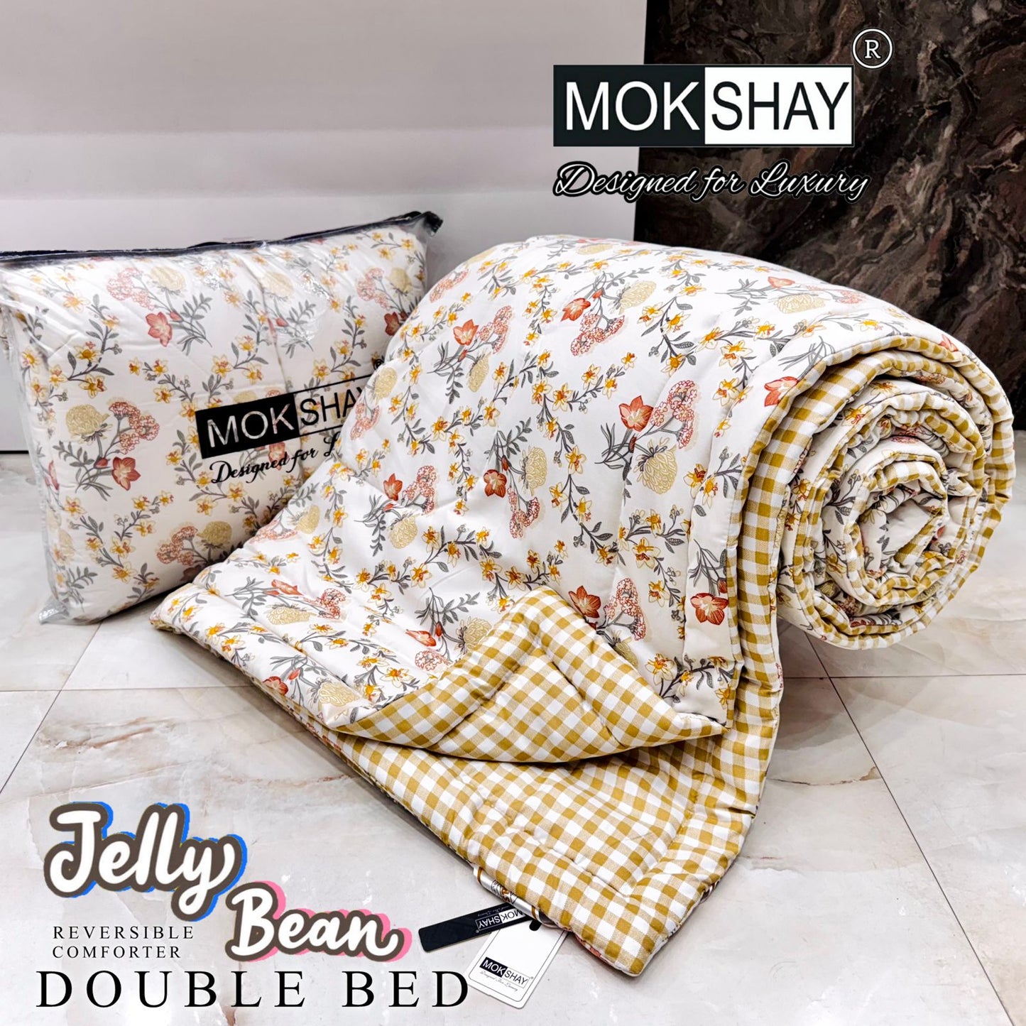 MOKSHAY® Jellybean Double Bed Reversible Comforter
