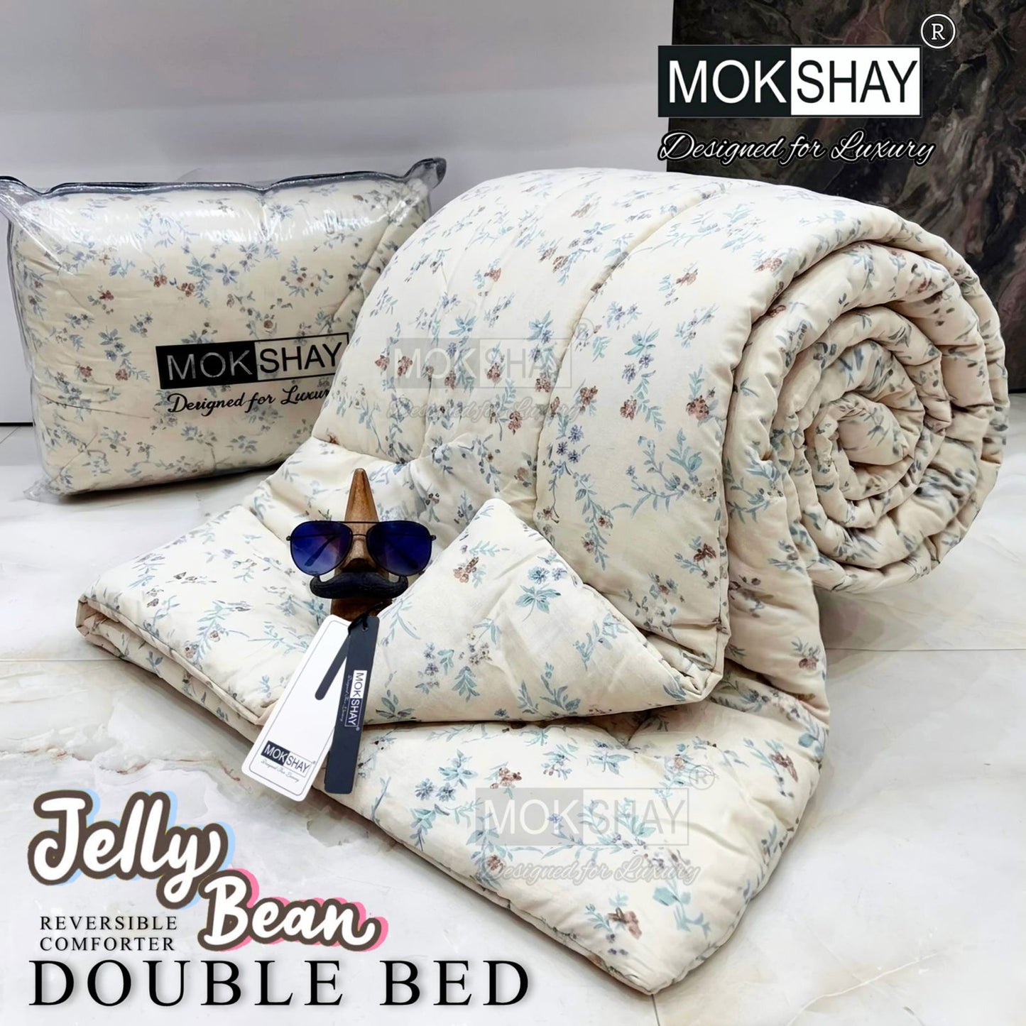 MOKSHAY® Jellybean Double Bed Reversible Comforter