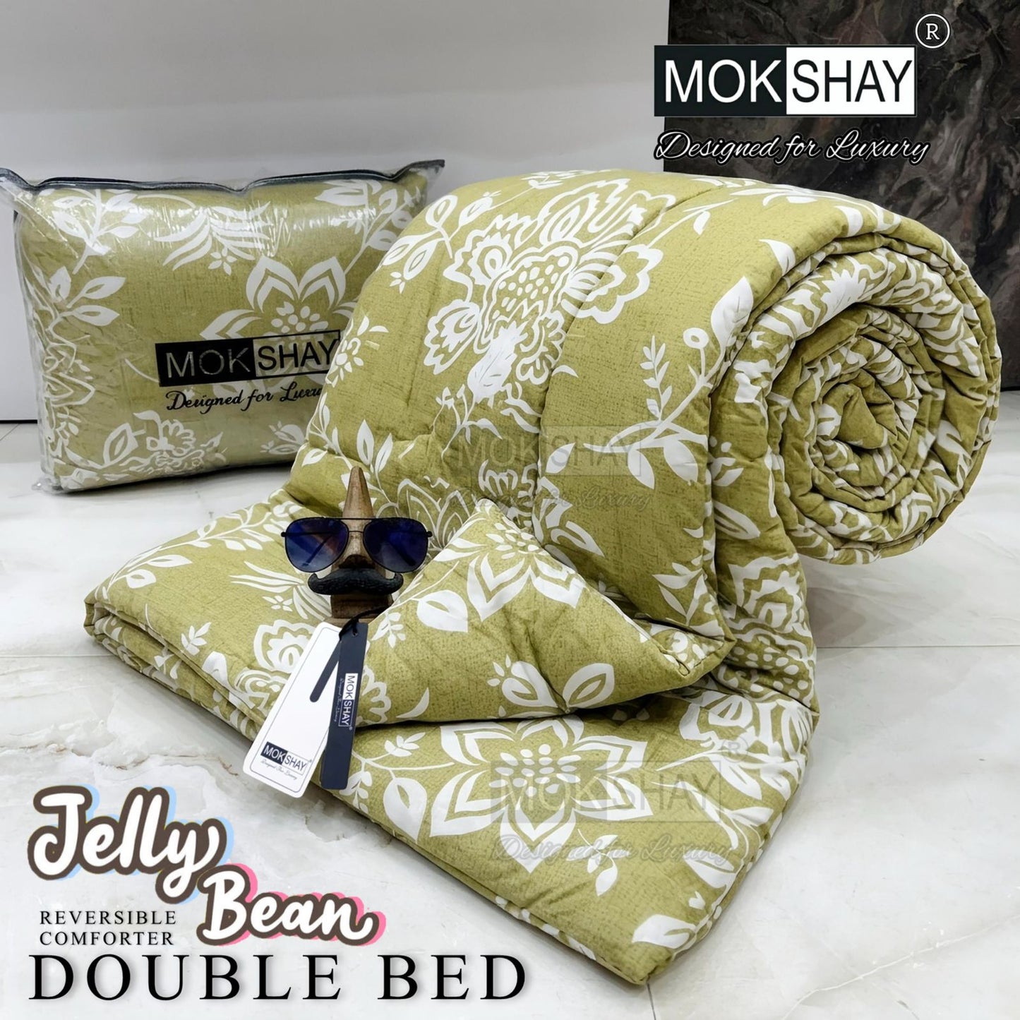 MOKSHAY® Jellybean Double Bed Reversible Comforter