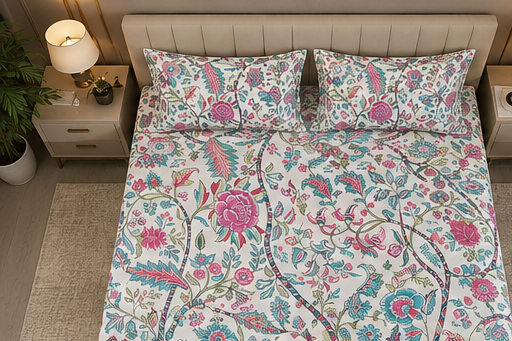MOKSHAY Anokhi King Size Pure Cotton Bedsheet Set | 100 × 108 Inches