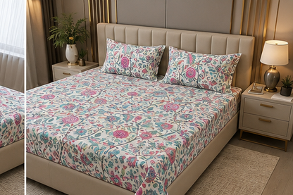 MOKSHAY Anokhi King Size Pure Cotton Bedsheet Set | 100 × 108 Inches