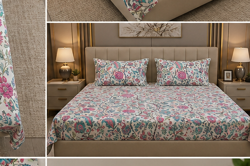 MOKSHAY Anokhi King Size Pure Cotton Bedsheet Set | 100 × 108 Inches