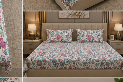 MOKSHAY Anokhi King Size Pure Cotton Bedsheet Set | 100 × 108 Inches