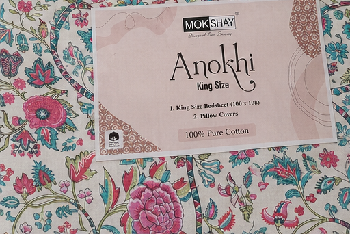 MOKSHAY Anokhi King Size Pure Cotton Bedsheet Set | 100 × 108 Inches